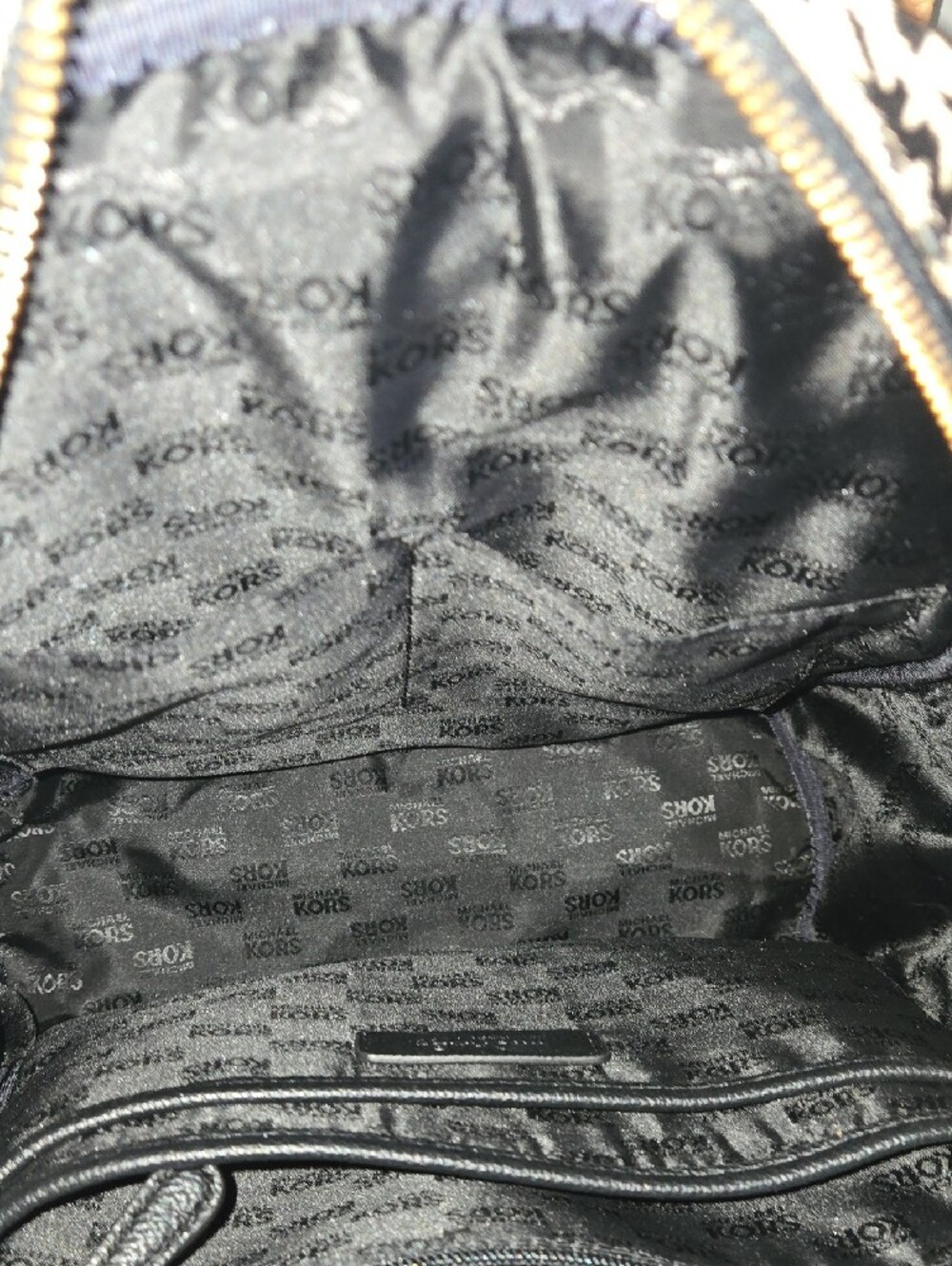 Michael Kors Black and Tan MK Monogram Backpack - Picture 11 of 11
